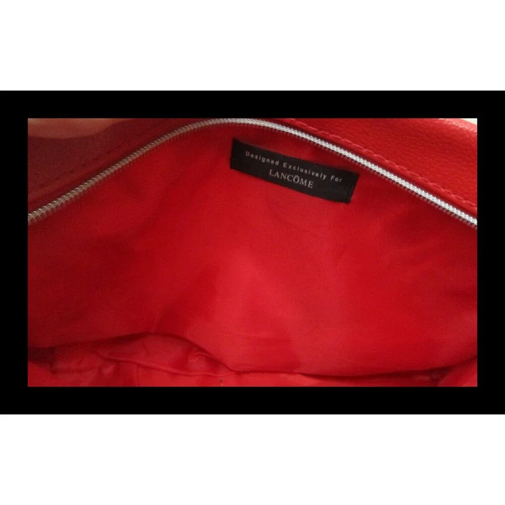 Lancome Red Black White Flower Cosmetic Makeup Travel Bag Clutch